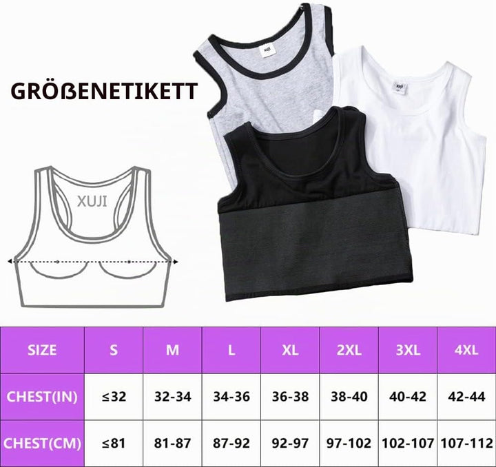 XUJI Brust binder Atmungsaktiv Baumwolle mit Gummiband für Transgender FTM Schwarz L, Schwarz L