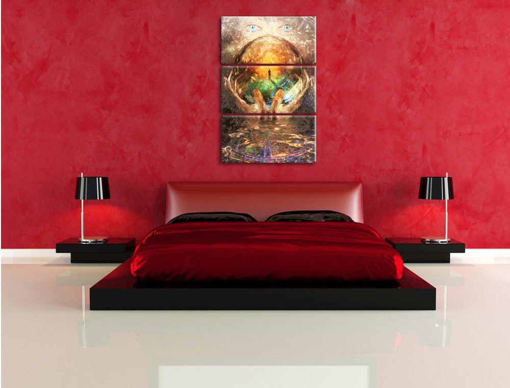 Pixxprint Glaskugel mit Hintergrund als Leinwandbild/Grösse: 3 Teilig (120x80 cm) cm/Wandbild/Kunstd