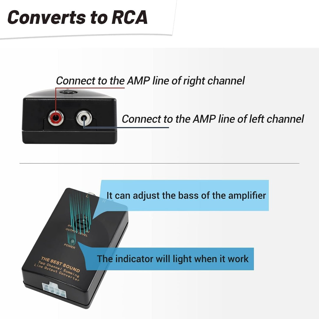 NuIth Autoradio Stereo High to Low Konverter Draht Adapter 2-Kanal Verstellbarer Verstärker Subwoofe