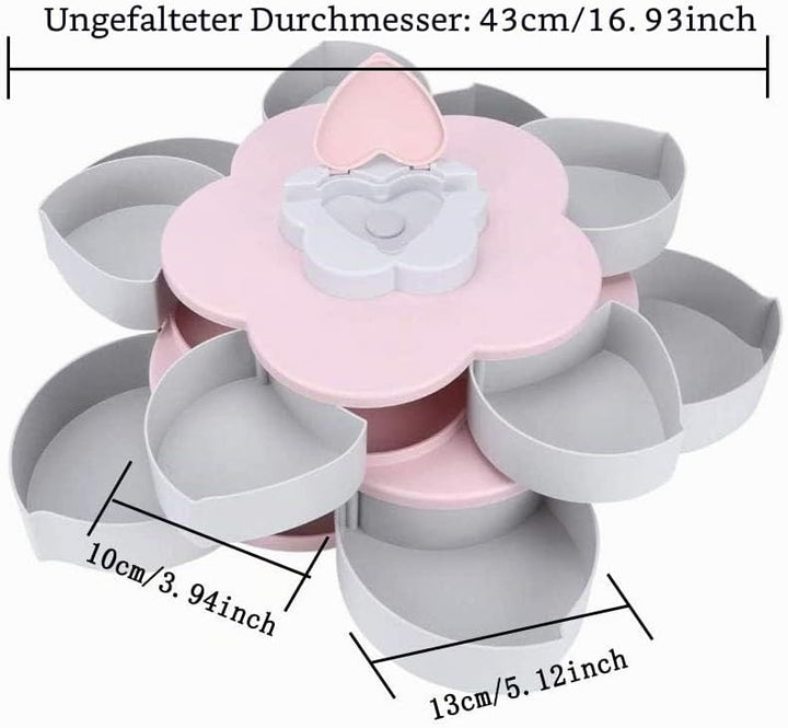 Double Deck Snack Box Blumenförmige rotierende Süssigkeiten Servierbehälter mit Telefonhalter, 10 Gr