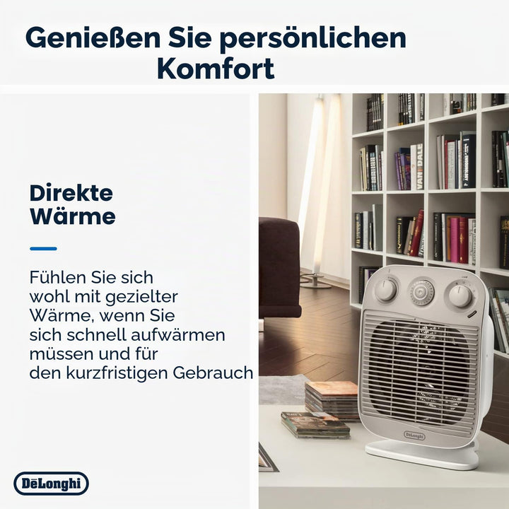 De'Longhi hfs50d22 Heizlüfter Vertical Edge, Weiss/Beige, Weiss/Beige