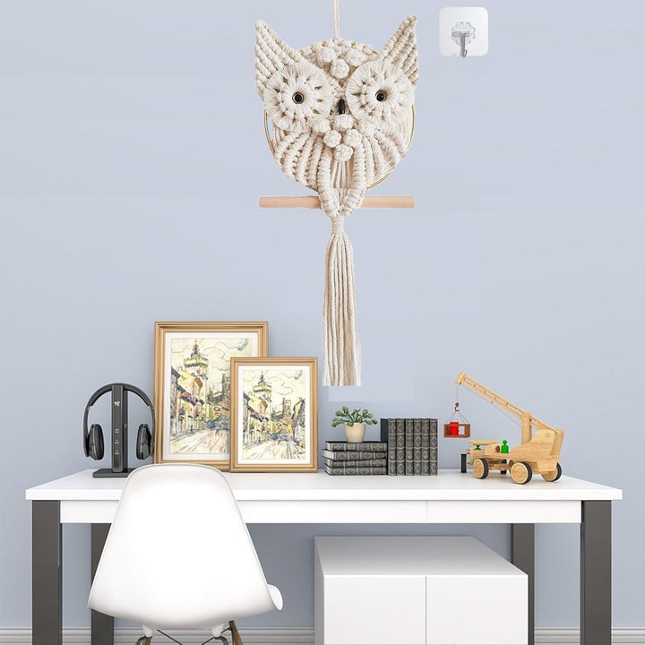 YSGLIFE Eule Makramee Wandbehang Tapisserie Wanddekoration Handgefertigt Gewebtes Boho Ornament Wand