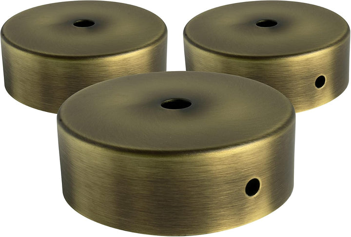 AMARCORDS - 3 Baldachin rosetten aus Metall, Farbe MESSING, Lampengehäuse komplett mit Kabelklemmenz