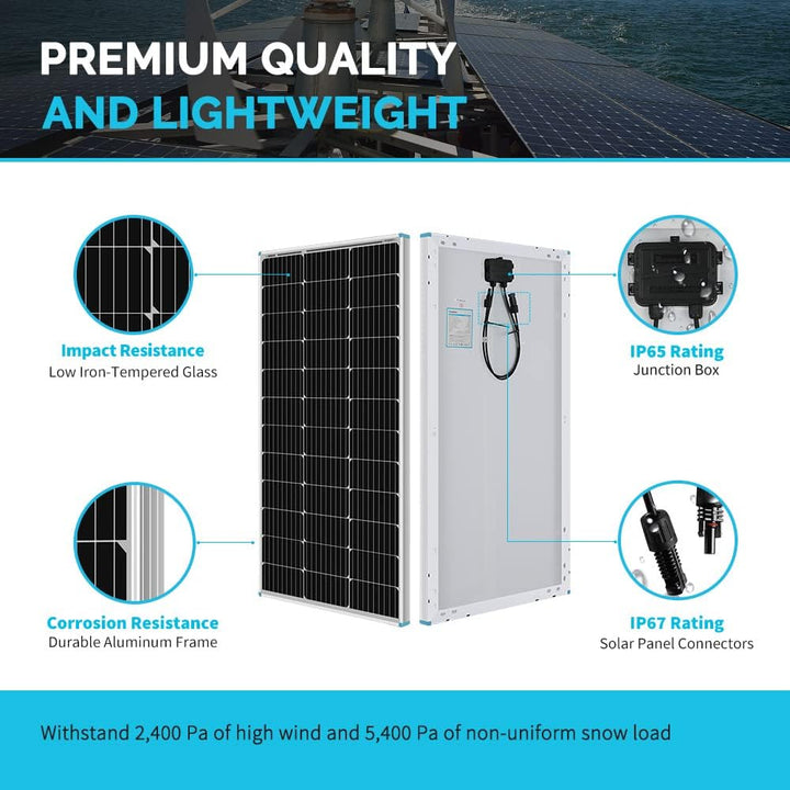 Renogy 12V 1KWh Solaranlage, Inselanlage Solar Set mit 200W 12V Monokristallin Solarmodul, 12V 40A M