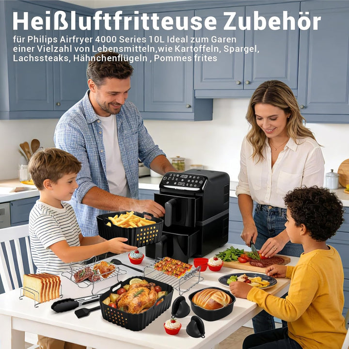 Heissluftfritteuse Zubehör für Philips Airfryer 4000 Series 10L, Silikonform Heissluftfritteuse Zube