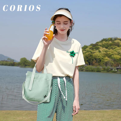 CORIOS Canvas Schultertasche Damen Handtasche Casual Umhängetasche Henkeltasche Mittlere Kapazität T