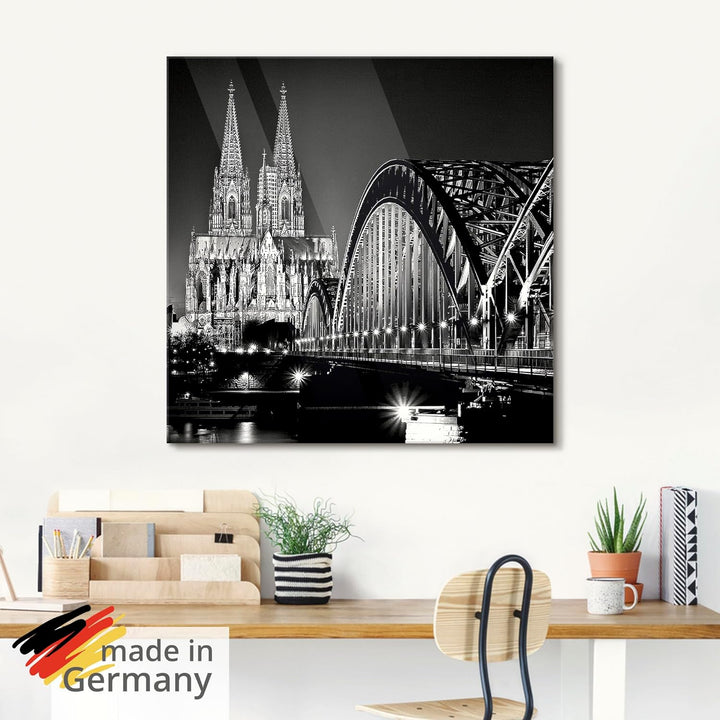 ARTland Glasbilder Wandbild Glas Bild einteilig 100x50 cm Querformat Städte Deutschland Köln Rheinbr
