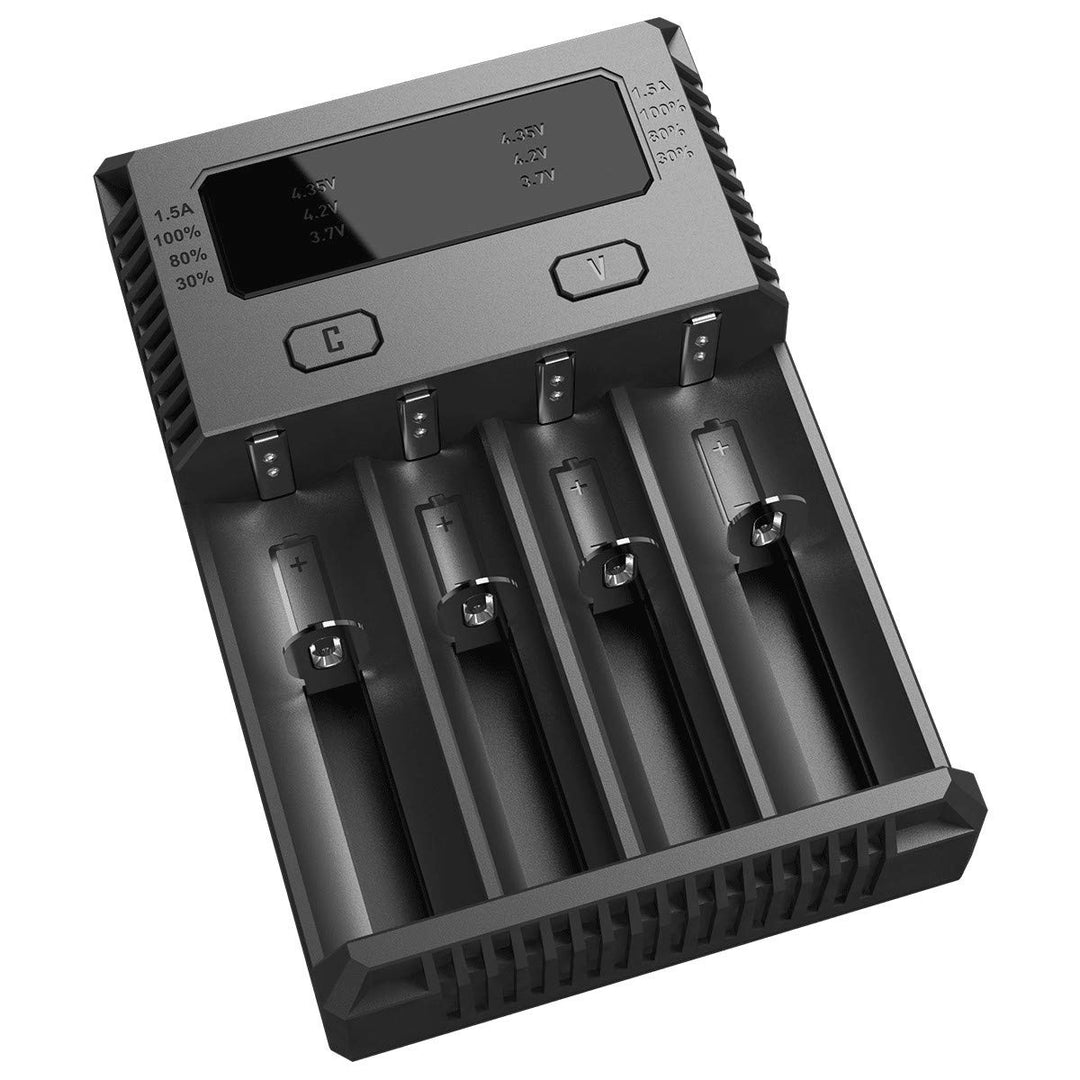 Nitecore NUi4-4-Schachtladegerät für Li-Ion, NiMH und NiCD Akkus, max. 1,5A Ladestrom, I4, schwarz