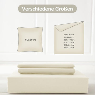 REDKEY Bettwäsche 200x220 3-teilig Creme - Mikrofaser Bettwäsche-Set mit Reissverschluss, 200 x 220