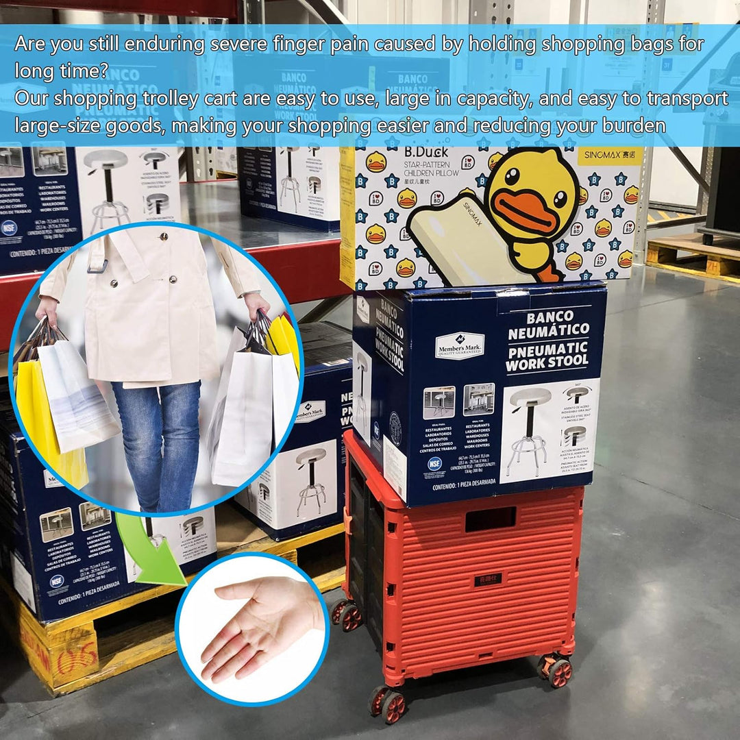 Faltbarer Einkaufswagen, 54L/45kg Hohe Kapazität Multifunktionaler Tragbarer Gebrauchswagen mit Tele
