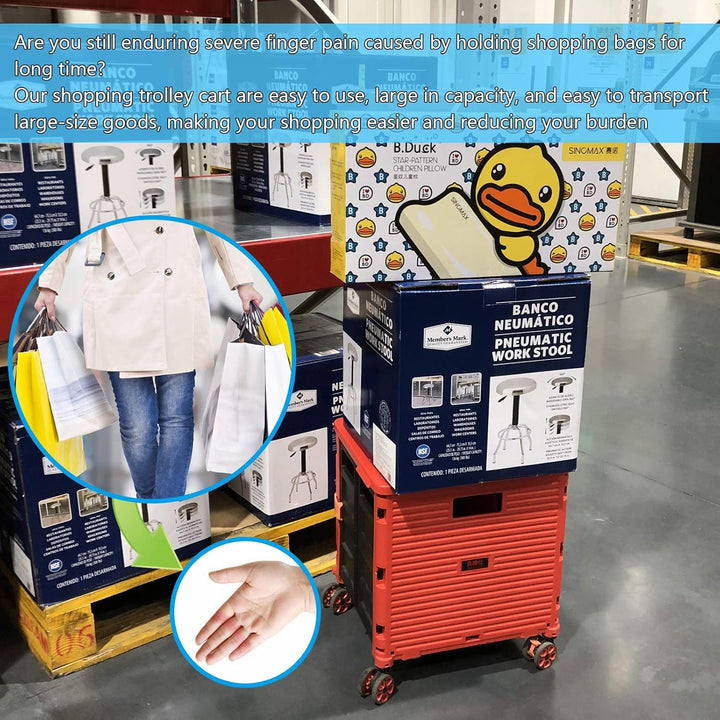 Faltbarer Einkaufswagen, 54L/45kg Hohe Kapazität Multifunktionaler Tragbarer Gebrauchswagen mit Tele