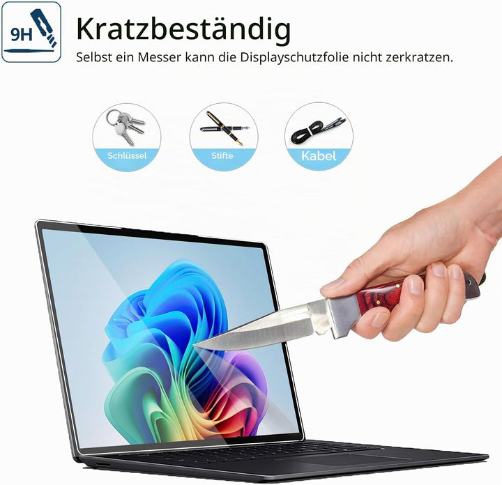 MEGOO Microsoft Surface Laptop 7 (2024, 15 Zoll) Glas Schutzfolie - Kratzfest, Einfache Installation