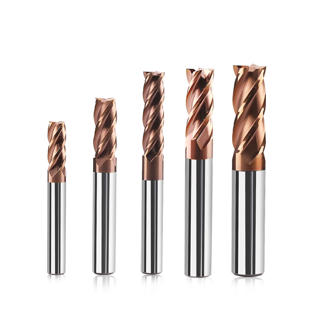 5 Stücke Fräser Schaftfräser Hartmetall 4-Flöte, 6-12mm CED TiSiN Coat Spiralfräser Bit VHM CNC Bohr