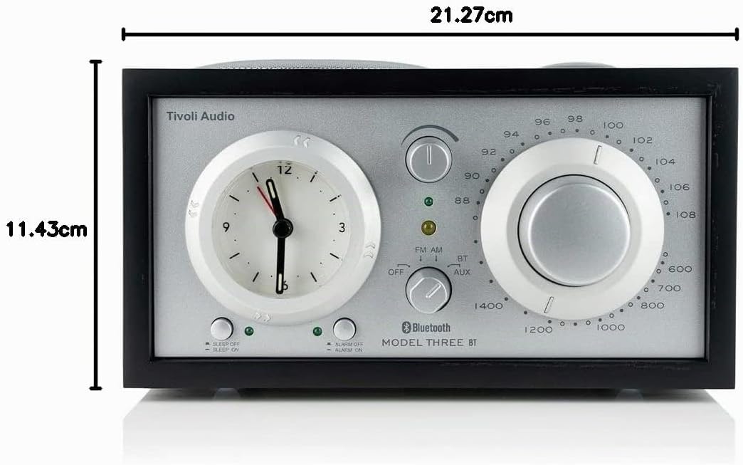 Tivoli Audio Model Three Bluetooth UKW-/MW-Radiowecker (Schwarz / Silber), Schwarz / Silber