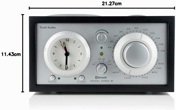 Tivoli Audio Model Three Bluetooth UKW-/MW-Radiowecker (Schwarz / Silber), Schwarz / Silber