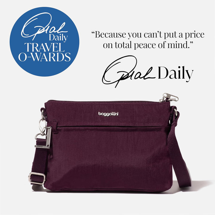 Baggallini Damen Diebstahlsicherung Securtex Anti-Diebstahl-Memento Crossbody-Tasche Mulberry, Mulbe