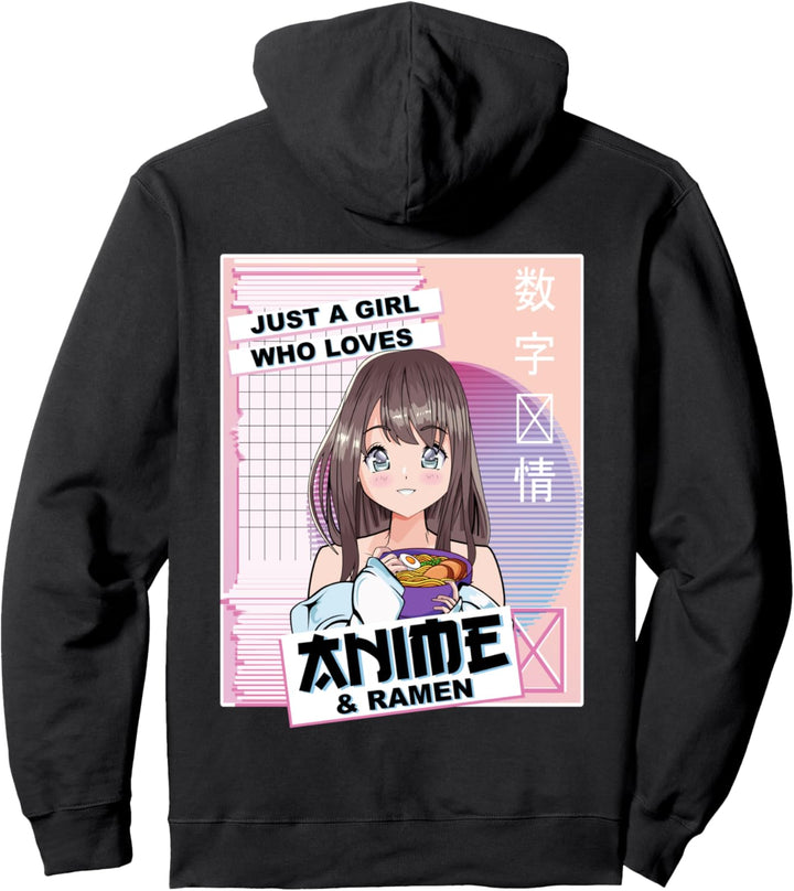 Kawaii Japanese Anime & Ramen -Vaporwave Anime Aesthetic Pullover Hoodie