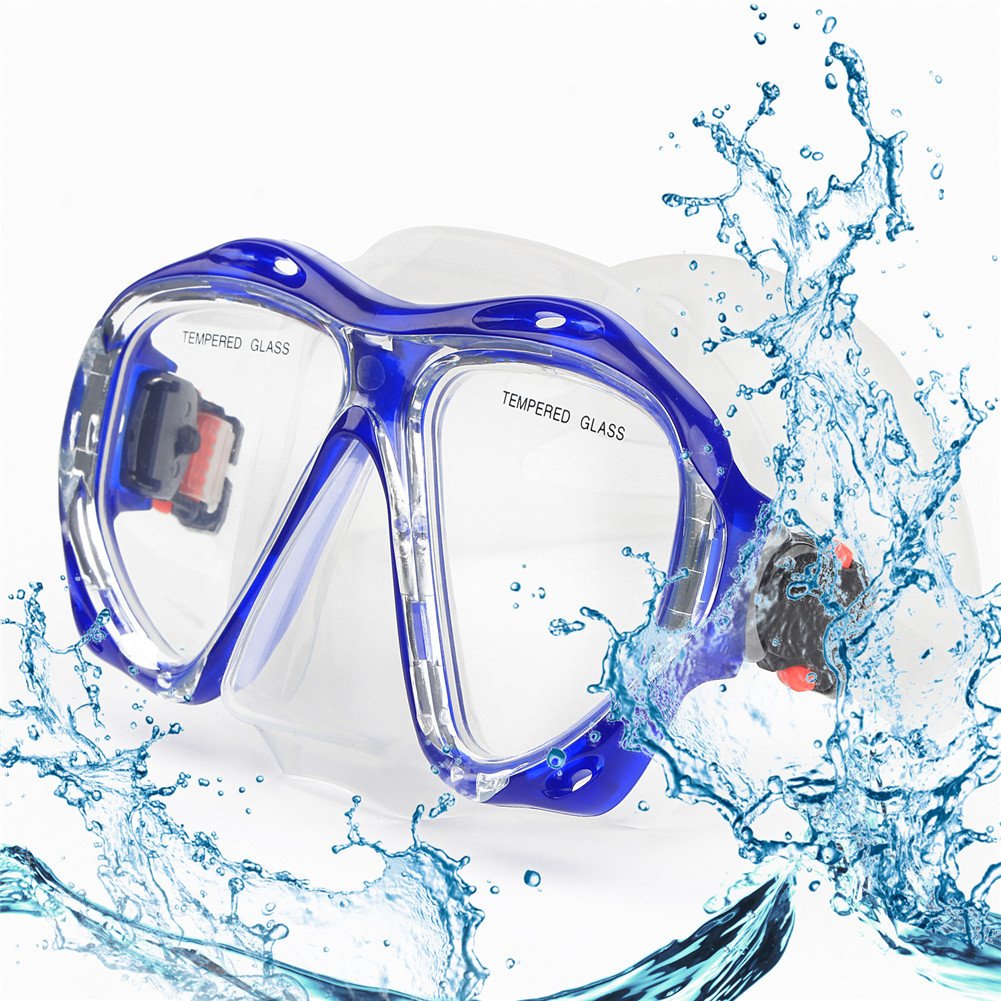 Taucherbrille für Erwachsene mit Anti-Nebel Schnorchelmaske, Schwimmmaske gehärtetem Glas und Nasena
