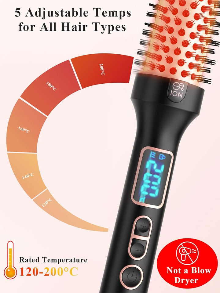 Thermal Brush - Thermobürste 38mm für Salon-Design in 8 Min | Lonische Lockenbürste mit LED-Display