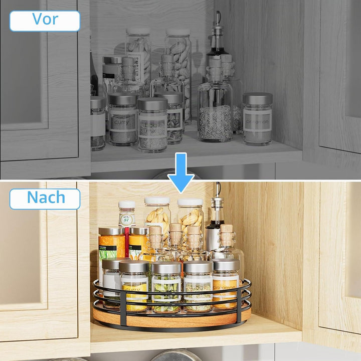 Lazy Susan Drehteller-Organizer aus Holz, rund, Lazy Susan für Schrank, Küche, Arbeitsplatte, Esstis