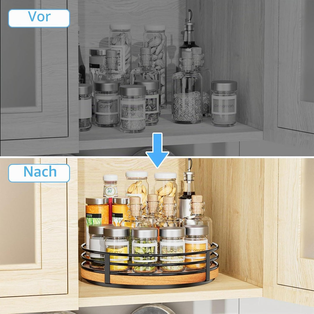Lazy Susan Drehteller-Organizer aus Holz, rund, 25,4 cm, für Schrank, Küche, Arbeitsplatte, Esstisch