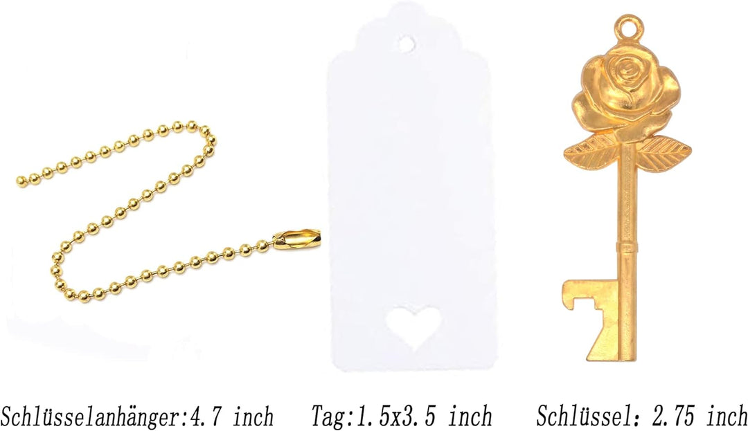 Makhry 52pcs Rose Blumen Form Vintage Schlüssel Flaschenöffner Hochzeit Geschenke für Gast Souvenir