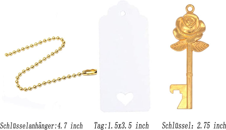 Makhry 52pcs Rose Blumen Form Vintage Schlüssel Flaschenöffner Hochzeit Geschenke für Gast Souvenir