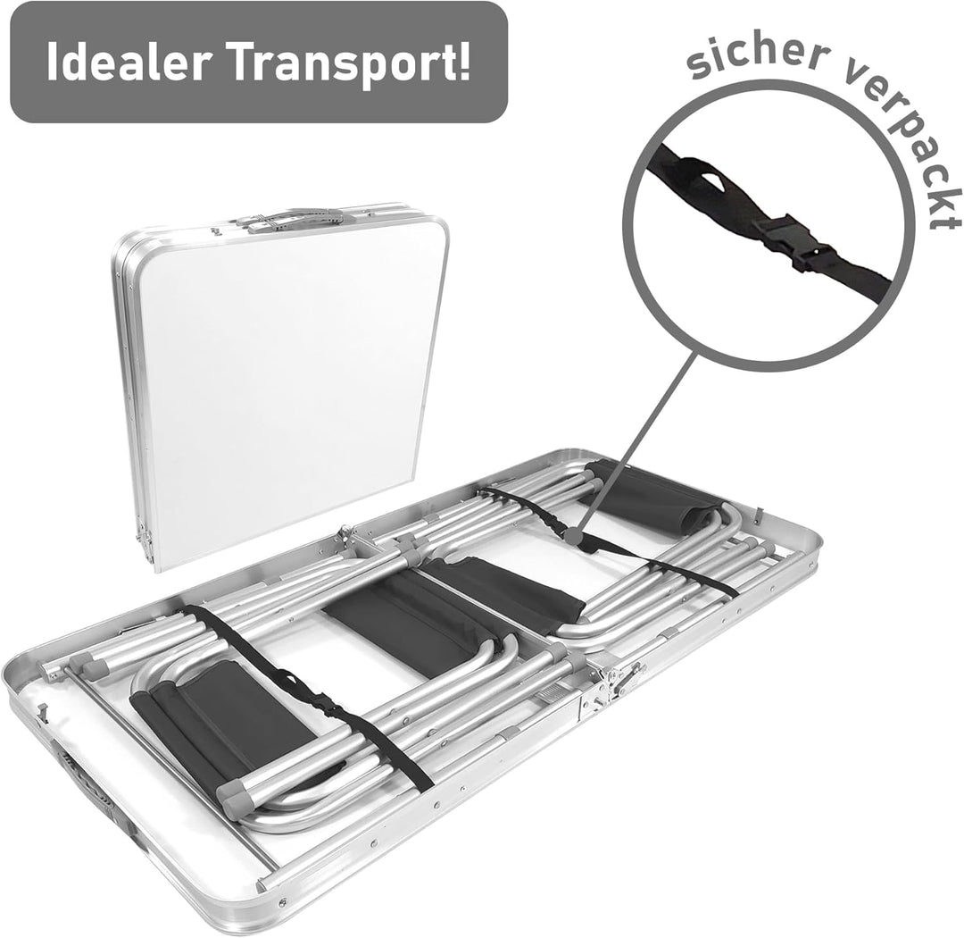 Lemodo Campingtisch mit Stühlen, Klapptisch Set 5-teilig, Campingmöbel klappbar, Esstisch höhenverst