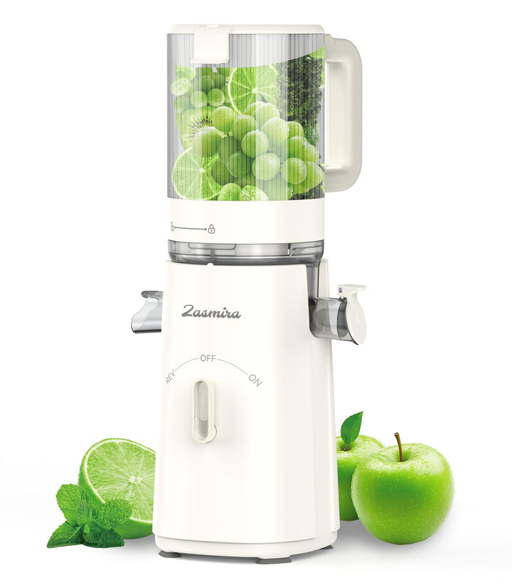 Slow Juicer, Zasmira Neueste Entsafter für Gemüse und Obst mit 120 MM Breitem Einfüllschacht, Hohe S