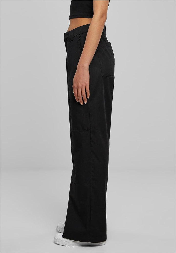 Urban Classics Damen Ladies Straight Leg Workwear Pants Hose 28 Schwarz, 28 Schwarz