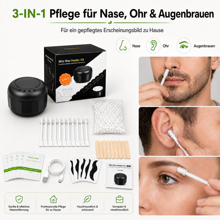Nasenhaarentferner Wachs, Waxing Set mit Mini Wax Maschine und Nasenhaar Wachs Sticks, Wax Nasenwach