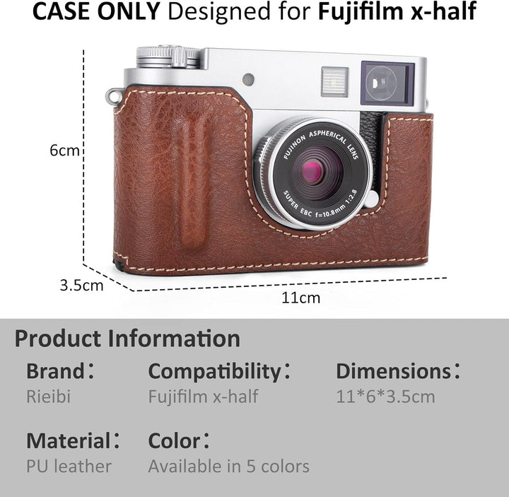 Rieibi x-half Case PU Leder Kameratasche für Fujifilm X Half Mirrorless Kamera Schutzhülle mit Verst