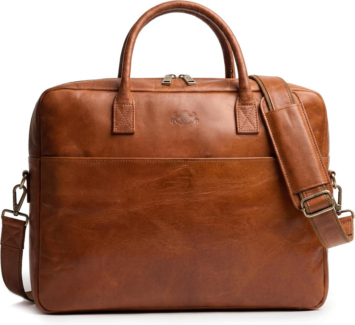 SID & VAIN grosse Laptoptasche echt Leder - 15 Zoll Laptop Business-Tasche CEDAR gross - Aktentasche