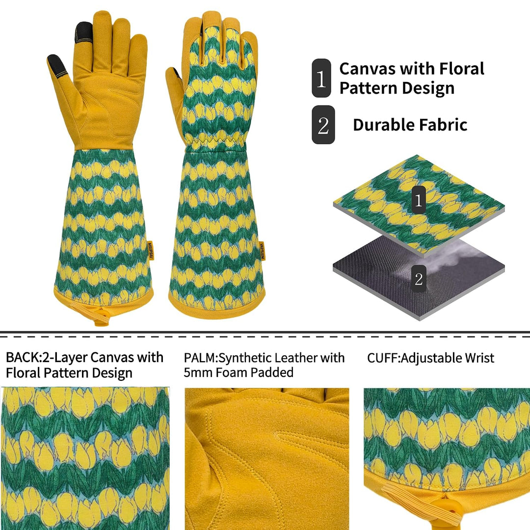 Gartenhandschuhe Lange Gartenhandschuhe für Damen und Herren, Dornenbeständige Gartenhandschuhe, Led