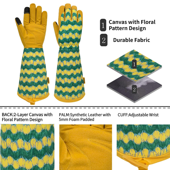 Gartenhandschuhe Lange Gartenhandschuhe für Damen und Herren, Dornenbeständige Gartenhandschuhe, Led