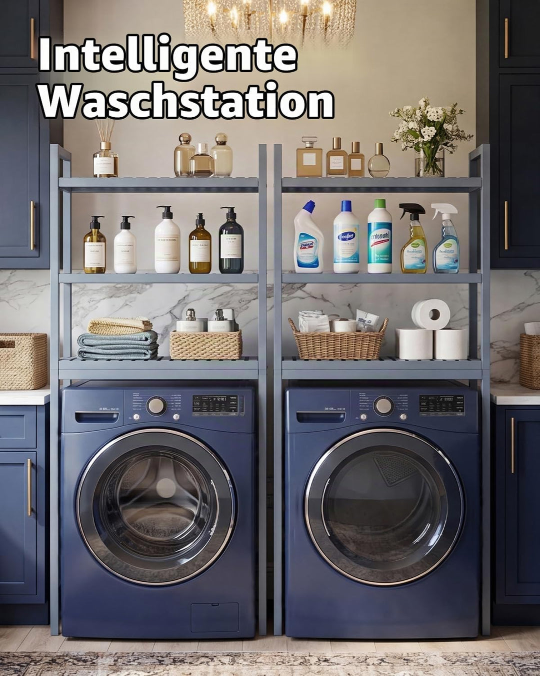 SMIBUY Badezimmer-Aufbewahrungsregal, Bambus-Über-der-Toilette-Organizer-Rack, freistehender WC-Plat