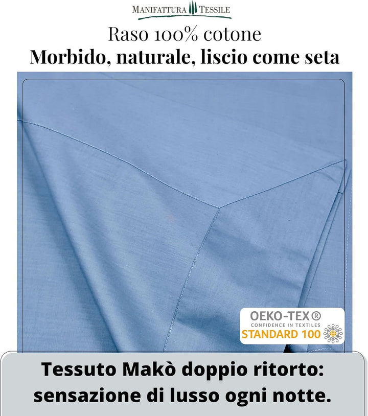 Einfarbige Baumwoll-Satin-Bettwäsche - Salbei, 90x200 Single Maxi Salbei 90x200 Single Maxi, Salbei