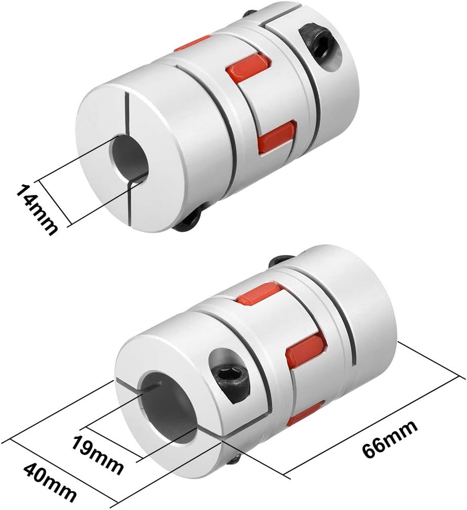 sourcing map Wellenkupplung 14mm bis 19mm Bohrung L66xD40 Flexibles Kupplungsgelenk für Servo Schrit