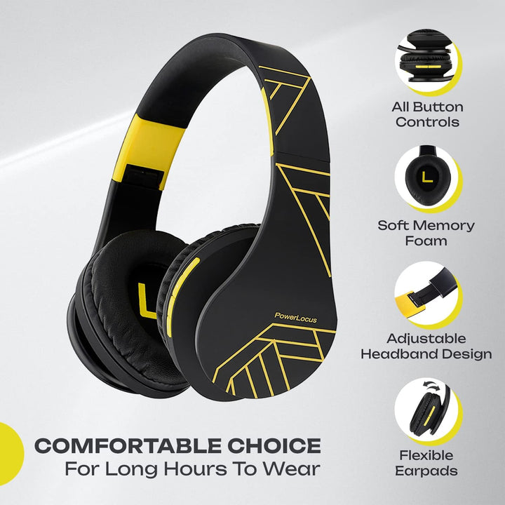 PowerLocus Bluetooth Over-Ear Kopfhörer, Kabellos Stereo Faltbare Kopfhörer Kabellose und Kabel-Kopf