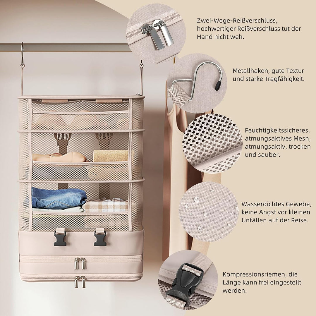 ACESOME Compression Koffer Organizer, Koffer-Organizer, Camping Organizer Hängend, Faltbar Regal Han