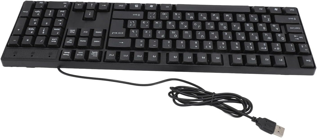 K1800 Minderheitensprachentastatur, 104 Tasten USB kabelgebundene Gaming Tastatur, Englisch/Russisch