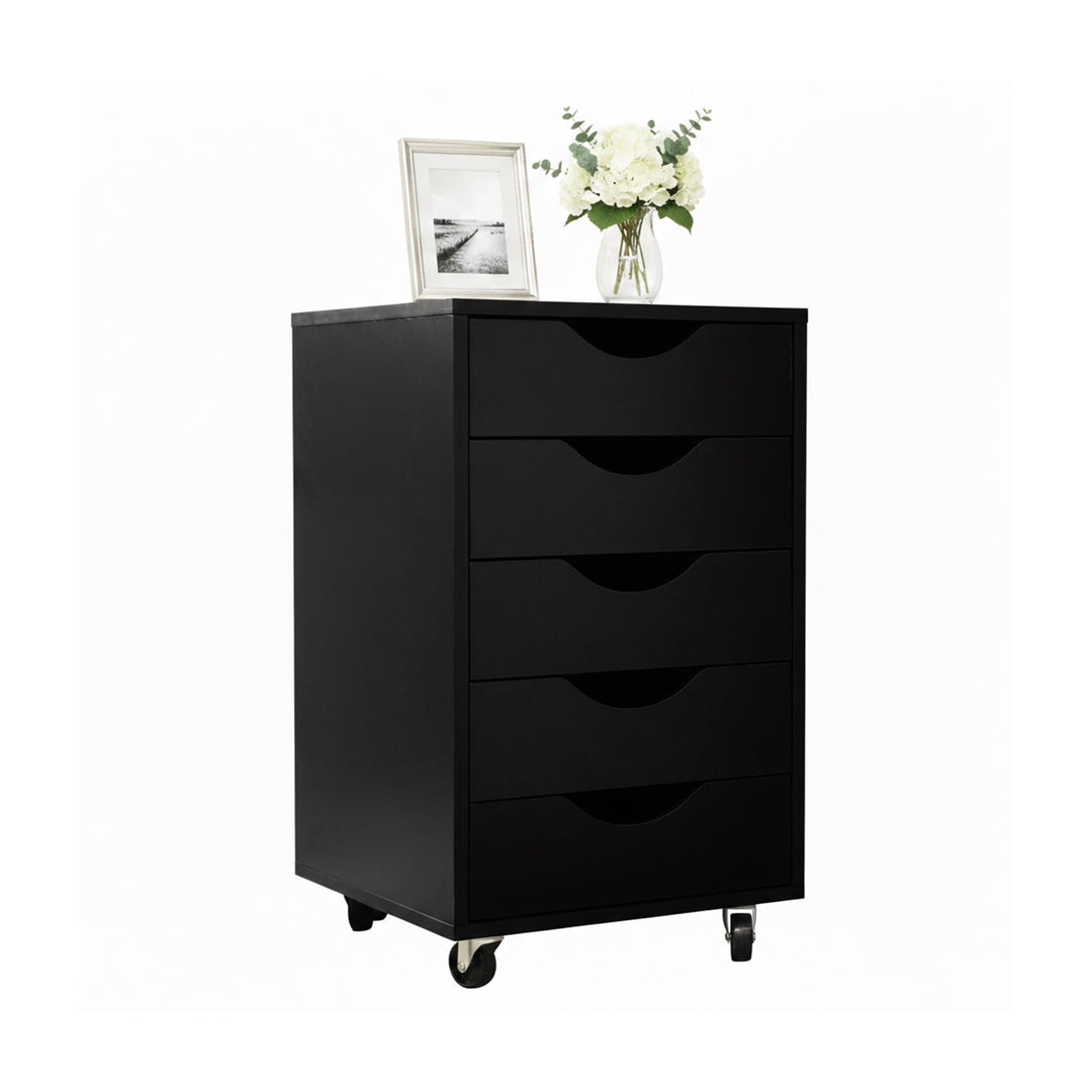 Relaxdays Rollcontainer, 5 Schubladen, HBT: 66,5x40x40 cm, Aktenschrank auf Rollen, Bürocontainer Sc