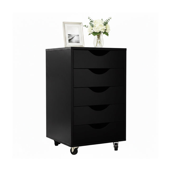 Relaxdays Rollcontainer, 5 Schubladen, HBT: 66,5x40x40 cm, Aktenschrank auf Rollen, Bürocontainer Sc
