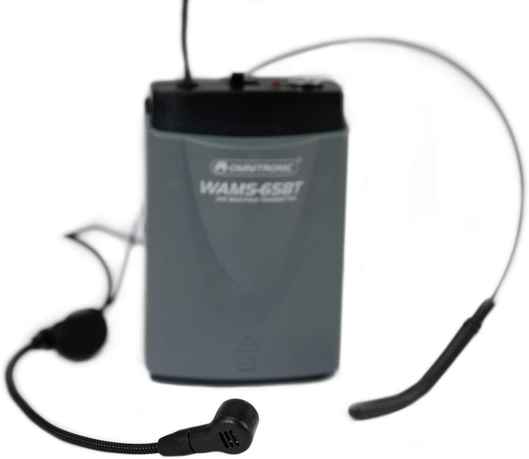 OMNITRONIC WAMS-65BT Taschensender inkl. Headset | Taschensender mit Kopfbügelmikrofon für das Model
