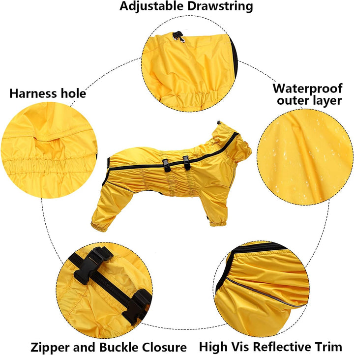 Geyecete -Regenmantel für hunde mit vier Beinen,Hunde Regenjacken Hosenanzug mit Geschirr loch, refl