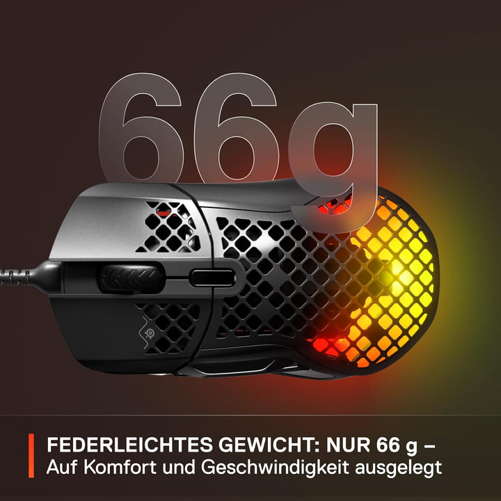 SteelSeries Aerox 5 Gaming-Maus – Ultraleichte 66 g – 9 programmierbare Tasten – Wasserbeständig nac