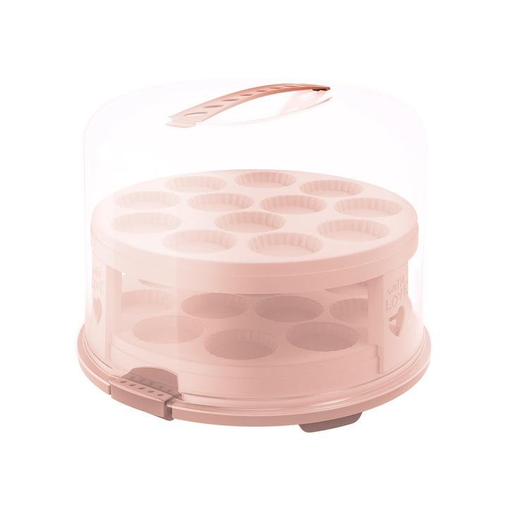 Rotho Fresh Tortenglocke hoch mit Trays, Kunststoff, Pink/Transparent, Nicht zutreffend, Pink/Transp