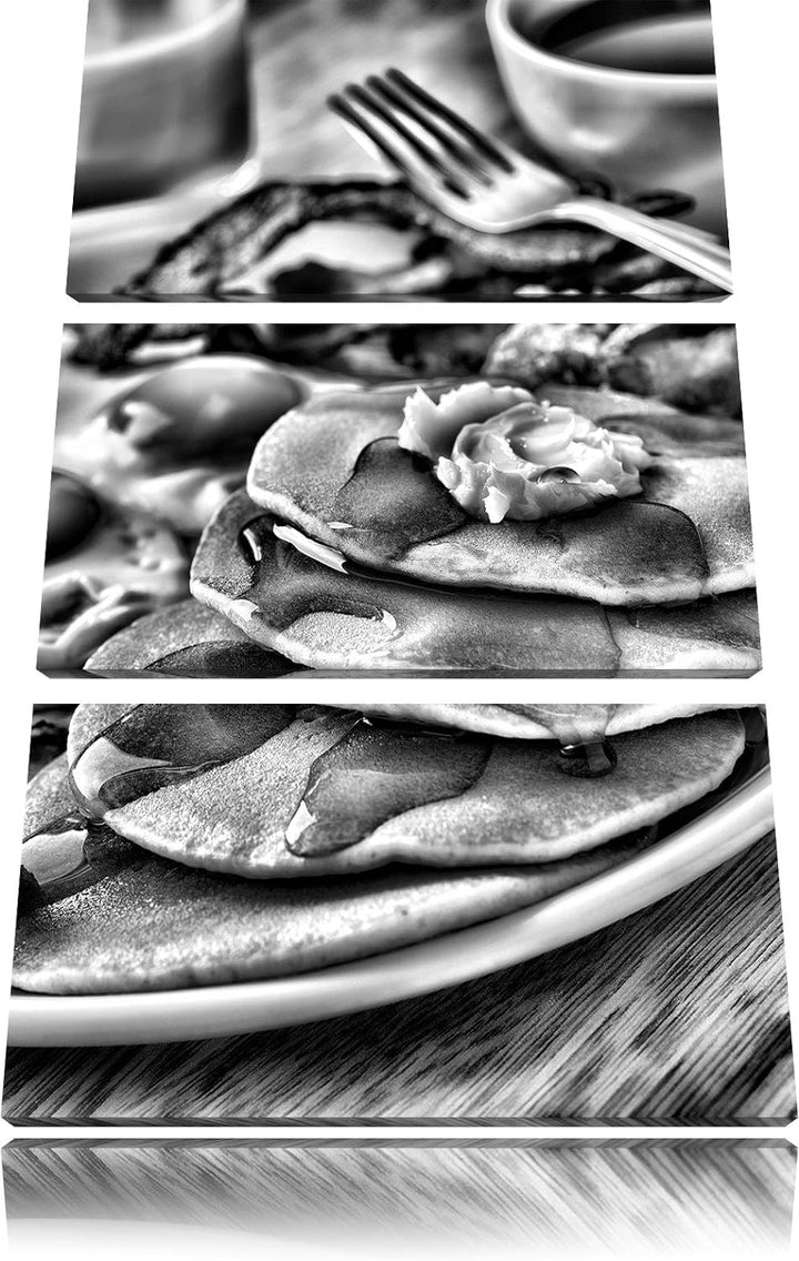 Pixxprint Monocrome, Frühstück 3-Teiler Leinwandbild 120x80 Bild auf Leinwand
