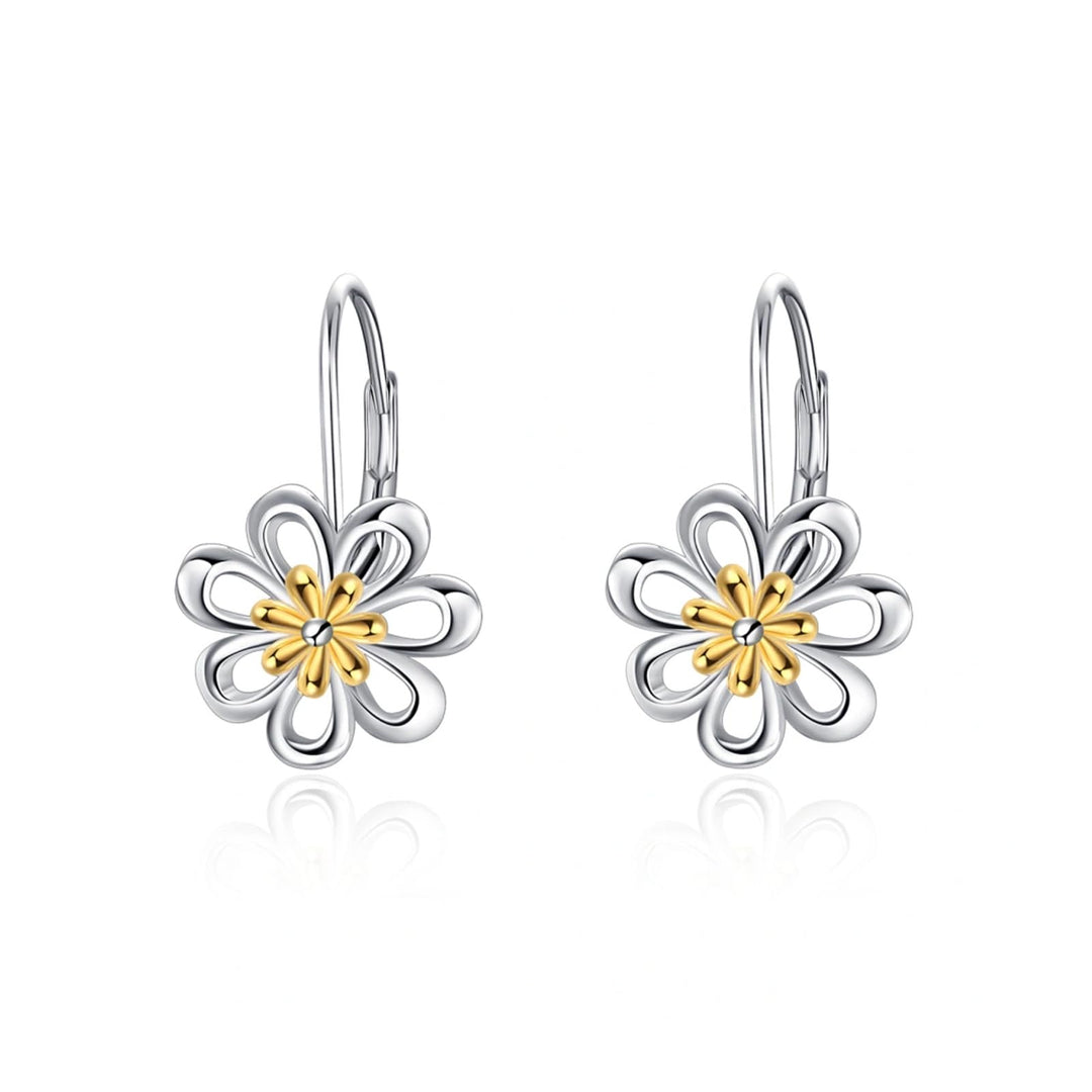 Orecchini a cerchio pendenti in argento sterling con fiore a margherita