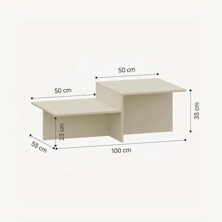 [en.casa] Couchtisch Taniena Wohnzimmertisch mit doppelter Tischplatte eckig Beistelltisch 100 x 55